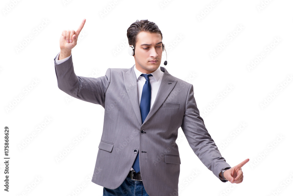 Call center employee isolated on white background Call center employee isolated on white background