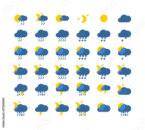 Vector weather icon set flat style