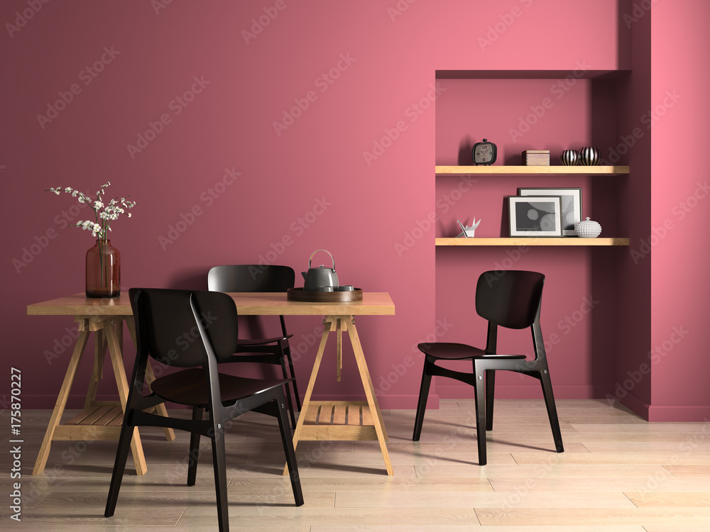 Interior modern design room 3D illustration