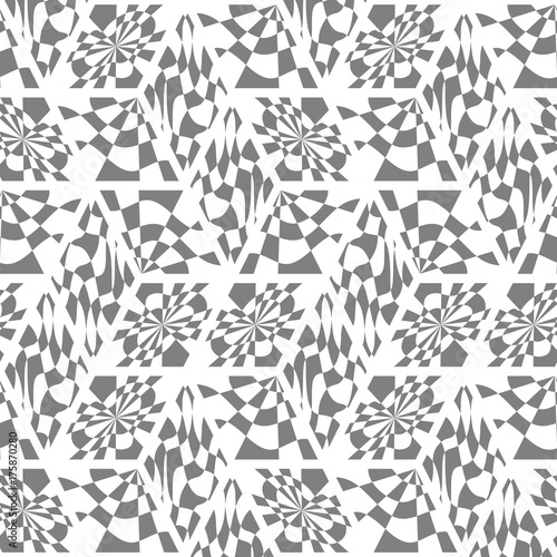 Abstract seamless pattern from different elements. Cubic structure.