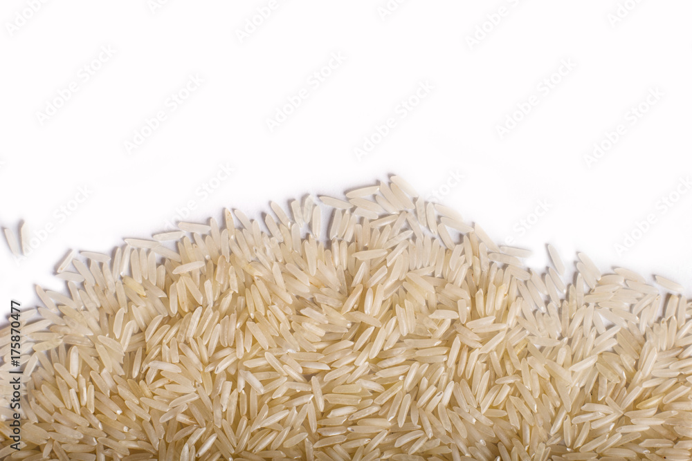 Texture of basmati rice isolated on white background. Texture of basmati rice isolated on white background.