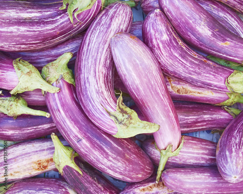 Wallpaper Mural fresh organic eggplants top view, natural background Torontodigital.ca