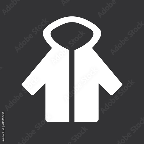 Jacke - Icon, Symbol, Piktogramm, Bildmarke, grafisches Element - grau/schwarz, Hintergrund, outline, weiß - Web, Druck - Vektor