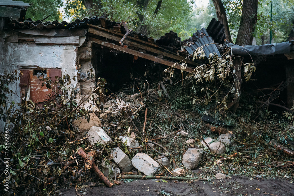 ruined house, can be used as consequences of war, earthquake, hurricane or other natural disaster ruined house, can be used as consequences of war, earthquake, hurricane or other natural disaster