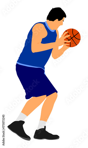 Basketball player vector illustration isolated on white background.