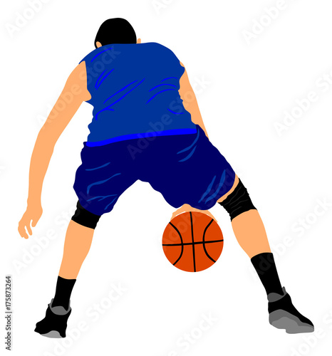 Basketball player vector illustration isolated on white background.