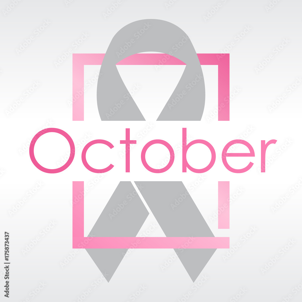 Breast cancer awareness illustration with pink color frame and ribbon. Illustration for breast cancer awareness month in october.