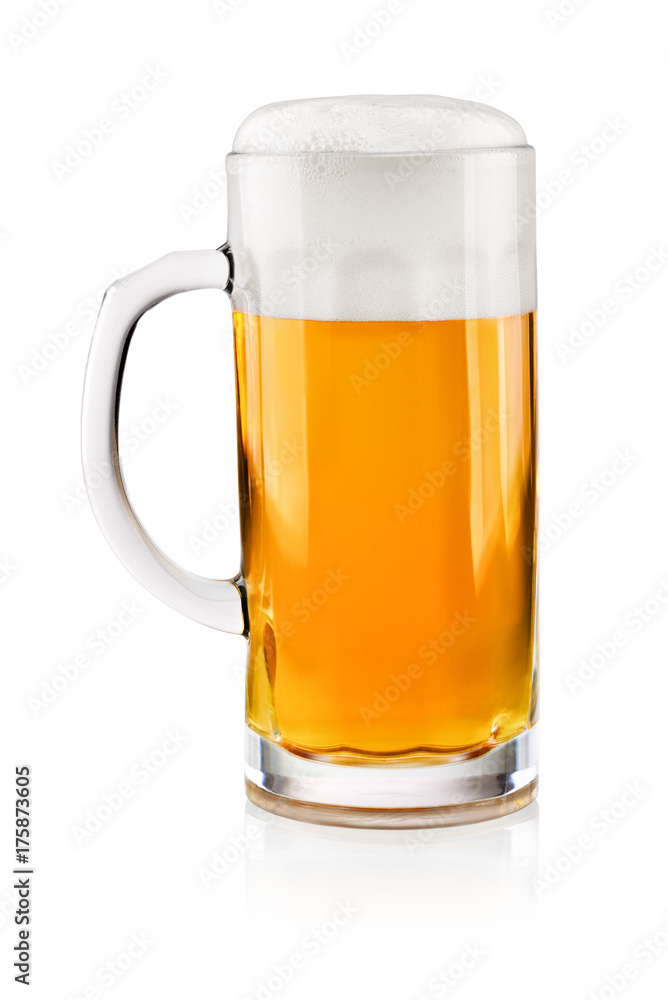 Glass of beer on white