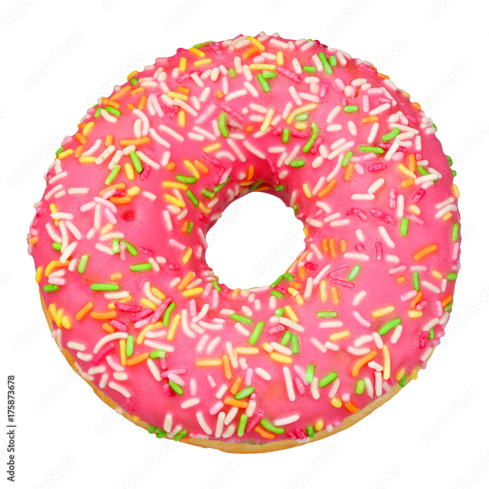 Pink donut isolated Pink donut isolated