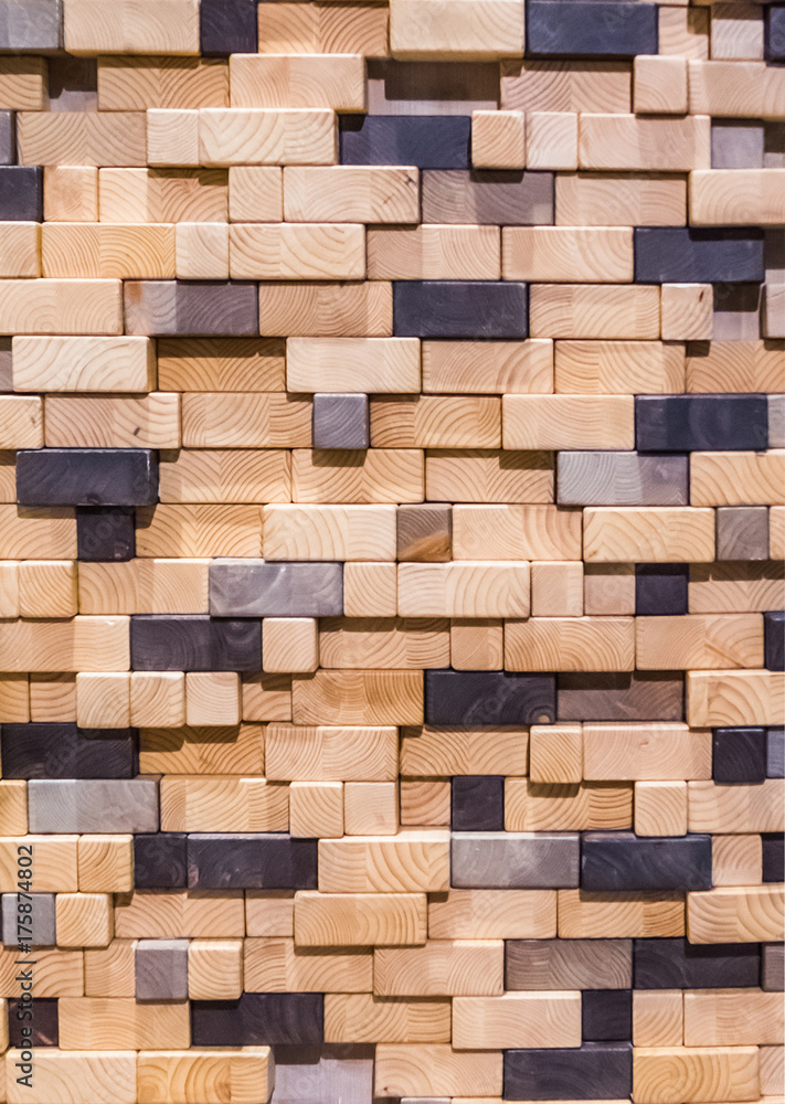 Деревянная стена, стена из деревянных кубиков