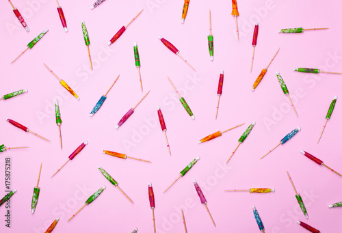 colorful wooden cocktail umbrellas