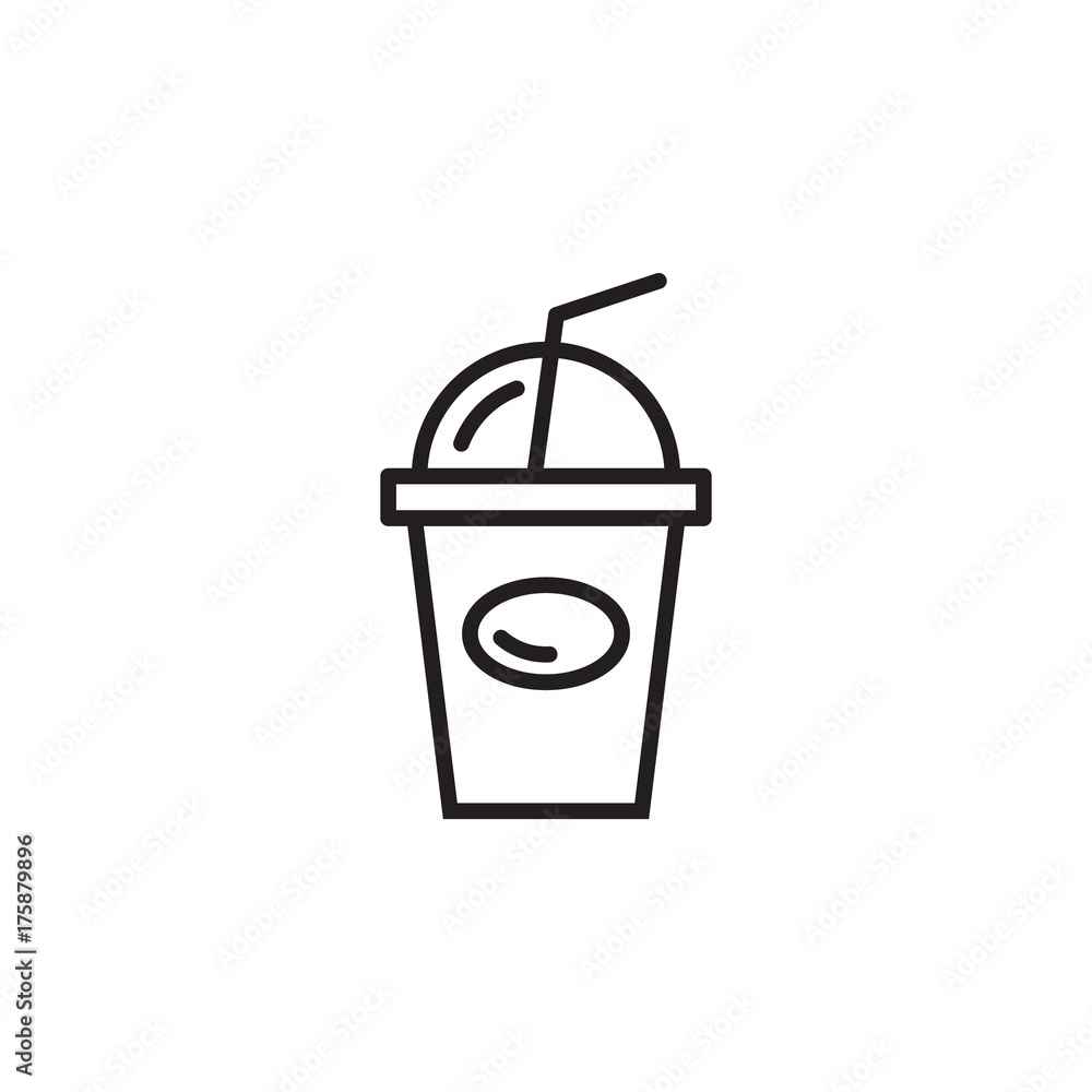 Cool drink cup with straw icon Cool drink cup with straw icon