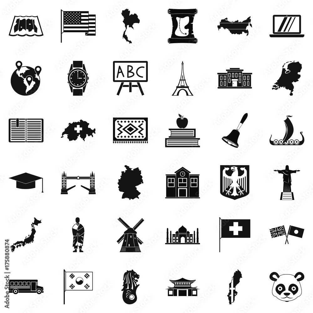 Naklejka premium Topography icons set, simple style