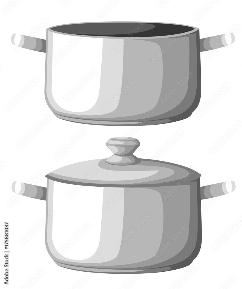 Boiling Water In Pan Cooking Pot On Stove Vector Illustration