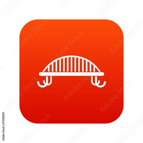 Bench with backrest icon digital red