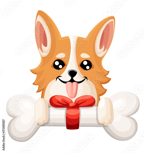 Vector illustration of cute dog Welsh Corgi. Nice puppy for greeting card, pet shop or veterinary clinics. Dog Welsh Corgi standing Web site page and mobile app design element.