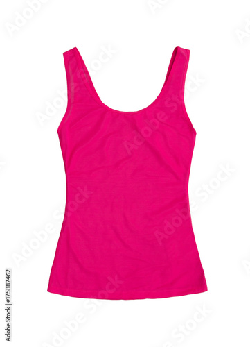 neon pink sleeveless sports top isolated on white background