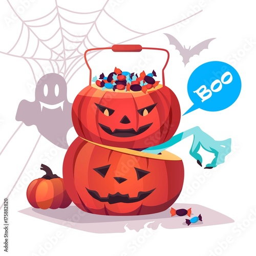 two evil pumpkins. Halloween. boo