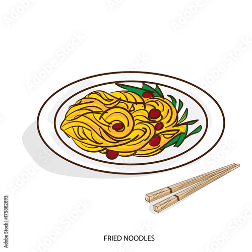 chinese food FRIED NOODLES hand drawing