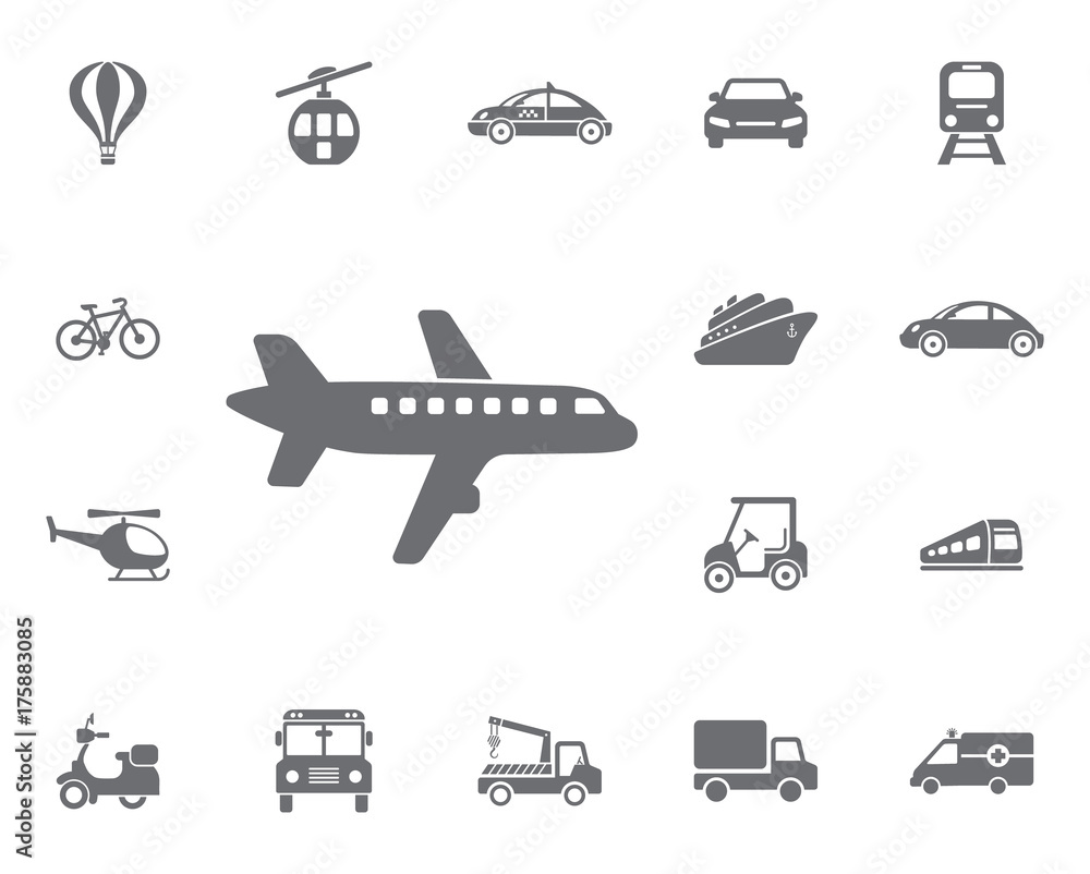 Plane icon. Simple Set of Transport Vector Line Icons. Simple Set of Transport Vector Line Icons.