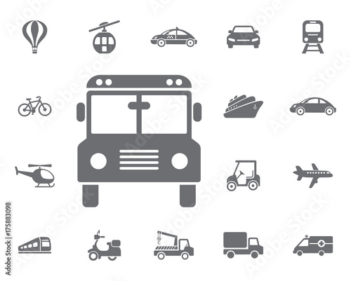 Truck icon. School bus illustration. Simple Set of Transport Vector Line Icons.