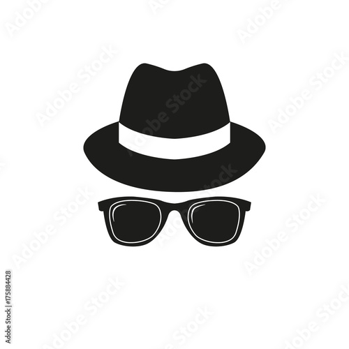 Hat and sunglasses. Vector illustration. Isolated.