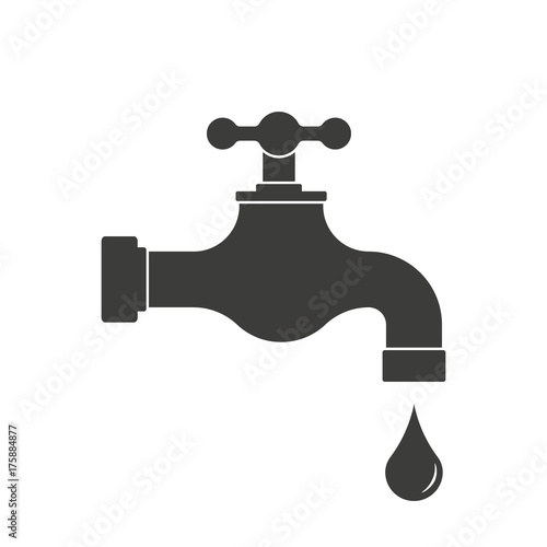 Water tap icon in flat style. Vector.