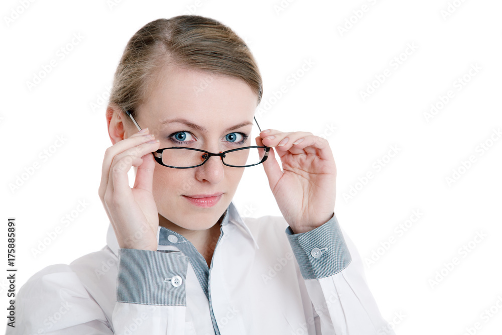 young female wearing glasses young female wearing glasses
