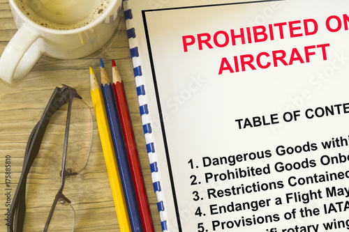Prohibited goods onboarding a flight concept photo