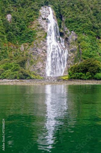 Bowen Falls in the Milford Sound of the South Island  New Zealand