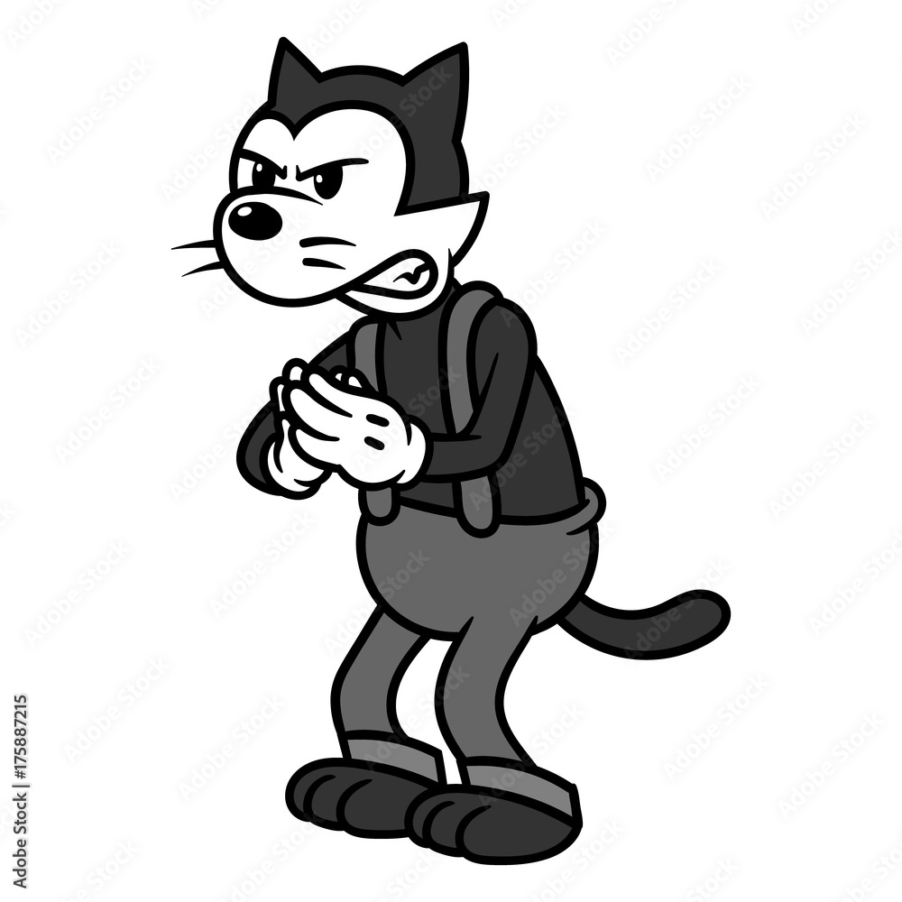 Mischievous Classic Cartoon Cat Character Stock Vector | Adobe Stock