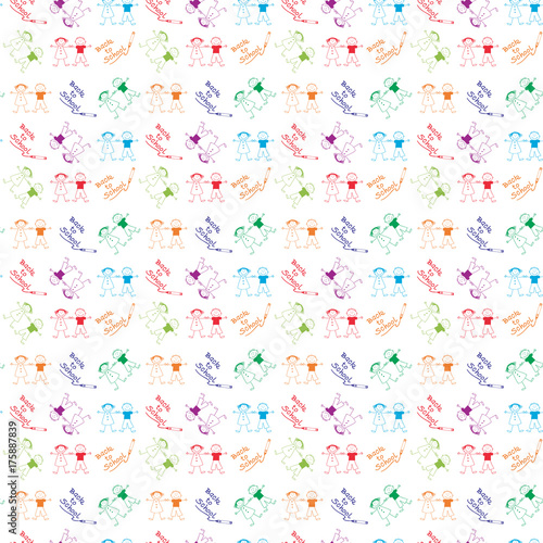 Back to School Kids hand drawn pattern background