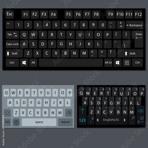 vector modern smartphone and desktop keyboard