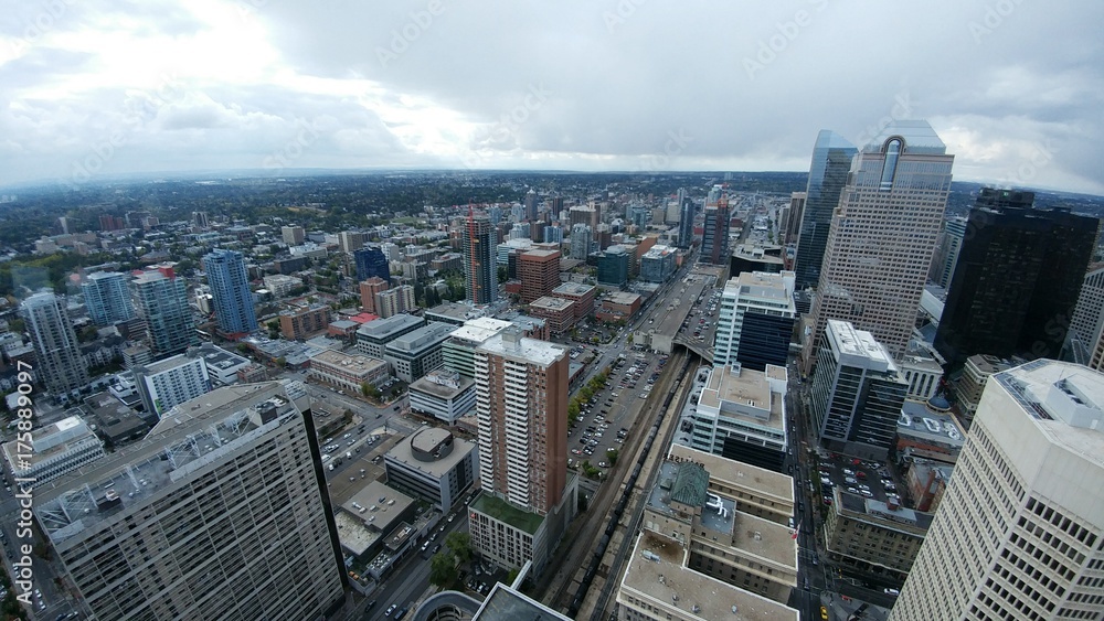 Aerial view of downtown Calgary, Canada