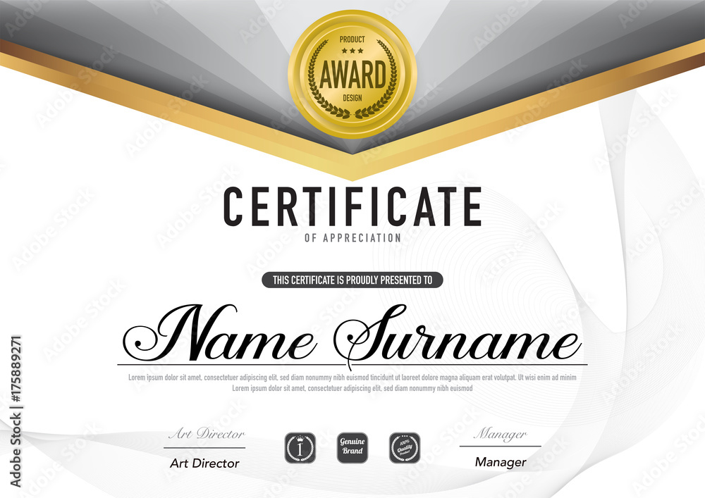Fototapeta premium Certificate template luxury and diploma style,vector illustration.