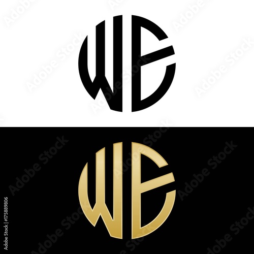 we initial logo circle shape vector black and gold