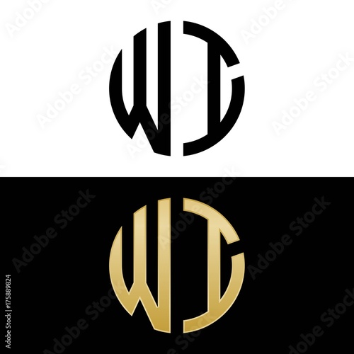 wi initial logo circle shape vector black and gold