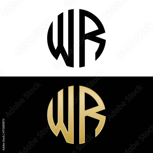 wr initial logo circle shape vector black and gold