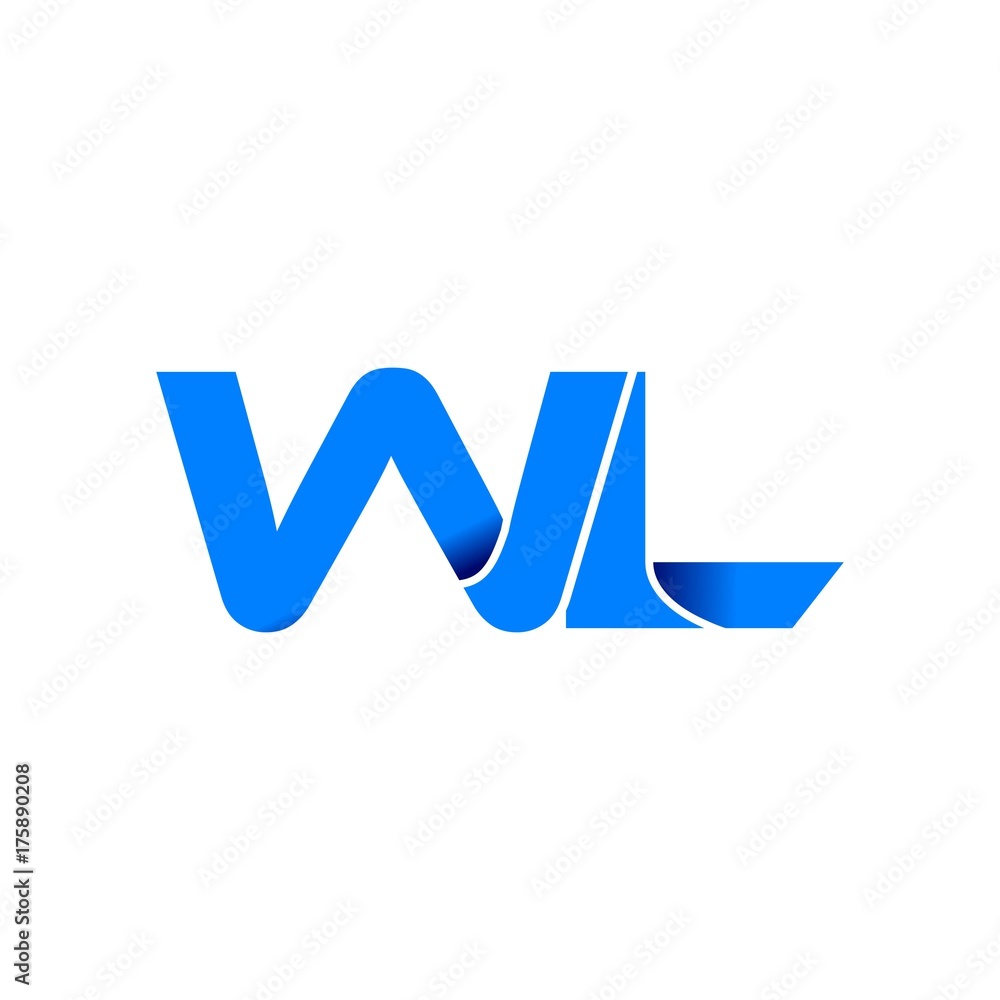 wl logo initial logo vector modern blue fold style wl logo initial logo vector modern blue fold style