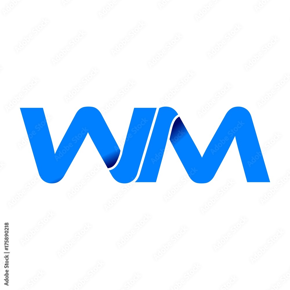 wm logo initial logo vector modern blue fold style wm logo initial logo vector modern blue fold style