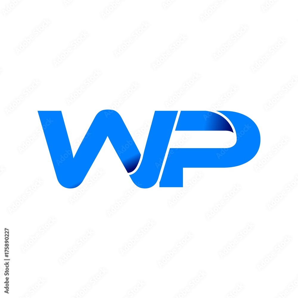 wp logo initial logo vector modern blue fold style wp logo initial logo vector modern blue fold style