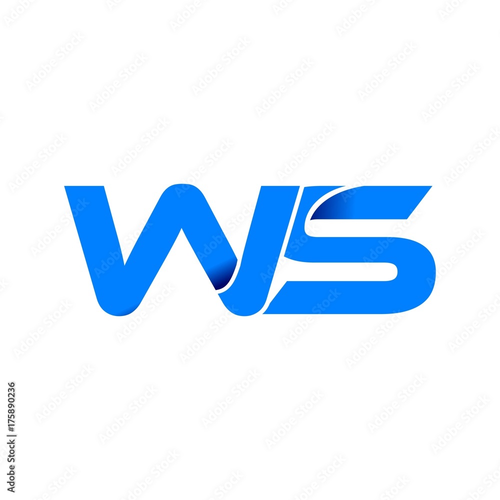 ws logo initial logo vector modern blue fold style ws logo initial logo vector modern blue fold style
