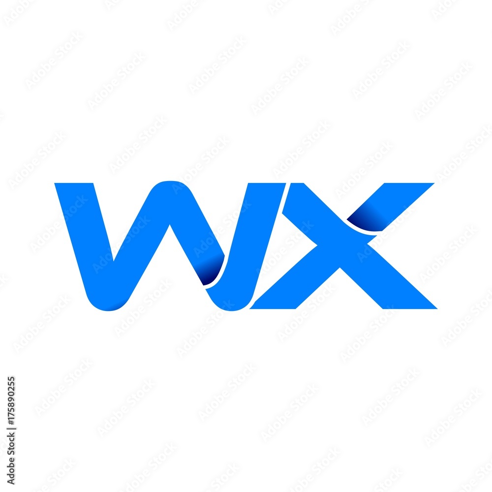 wx logo initial logo vector modern blue fold style wx logo initial logo vector modern blue fold style