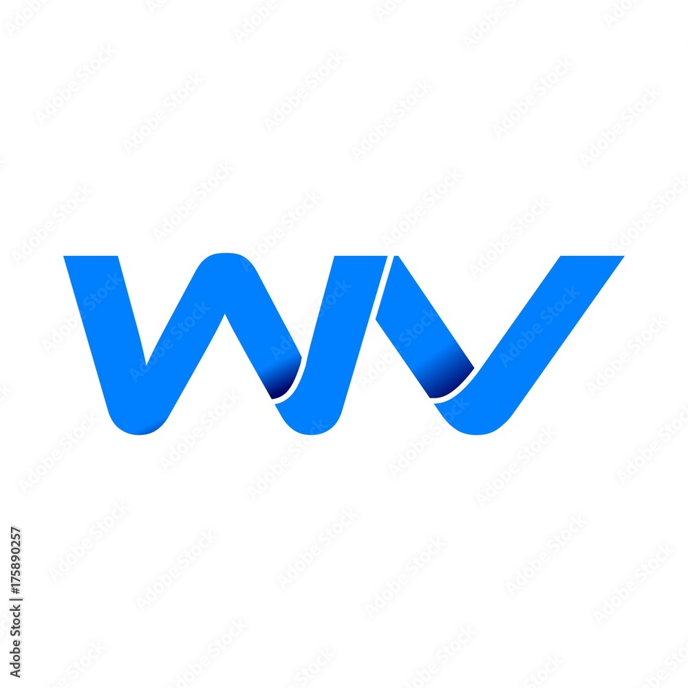 wv logo initial logo vector modern blue fold style wv logo initial logo vector modern blue fold style