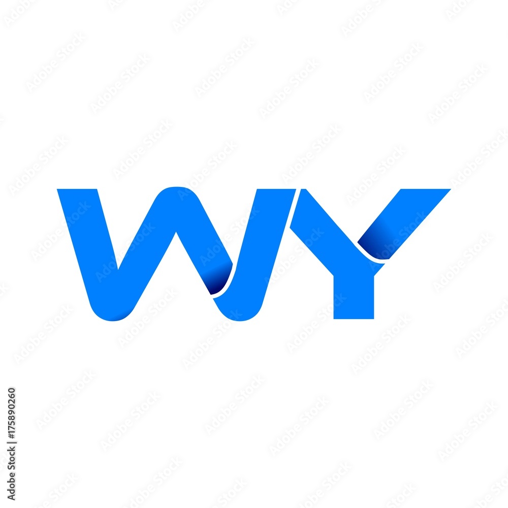 wy logo initial logo vector modern blue fold style wy logo initial logo vector modern blue fold style