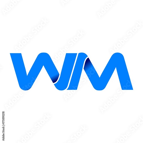 wm logo initial logo vector modern blue fold style