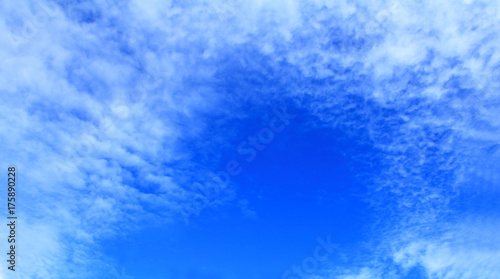 panorama view with pattern clouds beautiful on blue sky,the vast blue sky and white fluffy clouds, blue sky background with tiny clouds