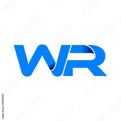 wr logo initial logo vector modern blue fold style