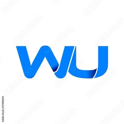 wu logo initial logo vector modern blue fold style
