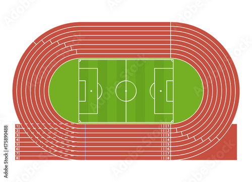 Cartoon Running Track Stadium. Vector